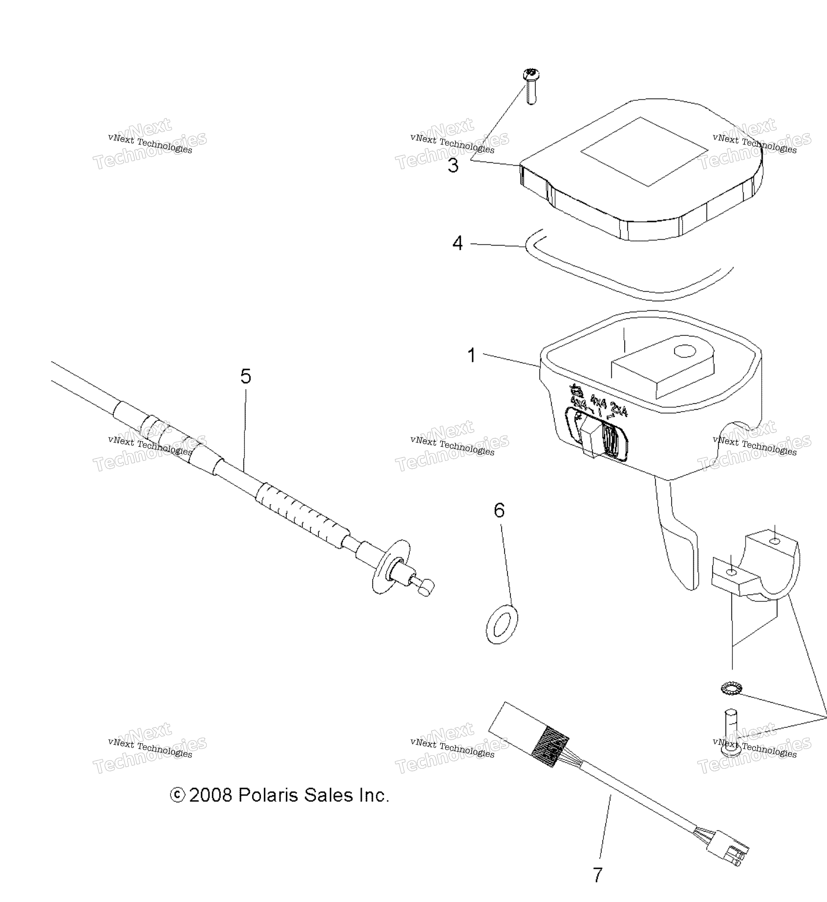 Схема узла Steering, Controls, Throttle Asm. & Cable