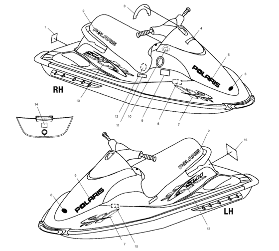 Схема узла Наклейки (W014697D) Для Polaris Int\'l Slh