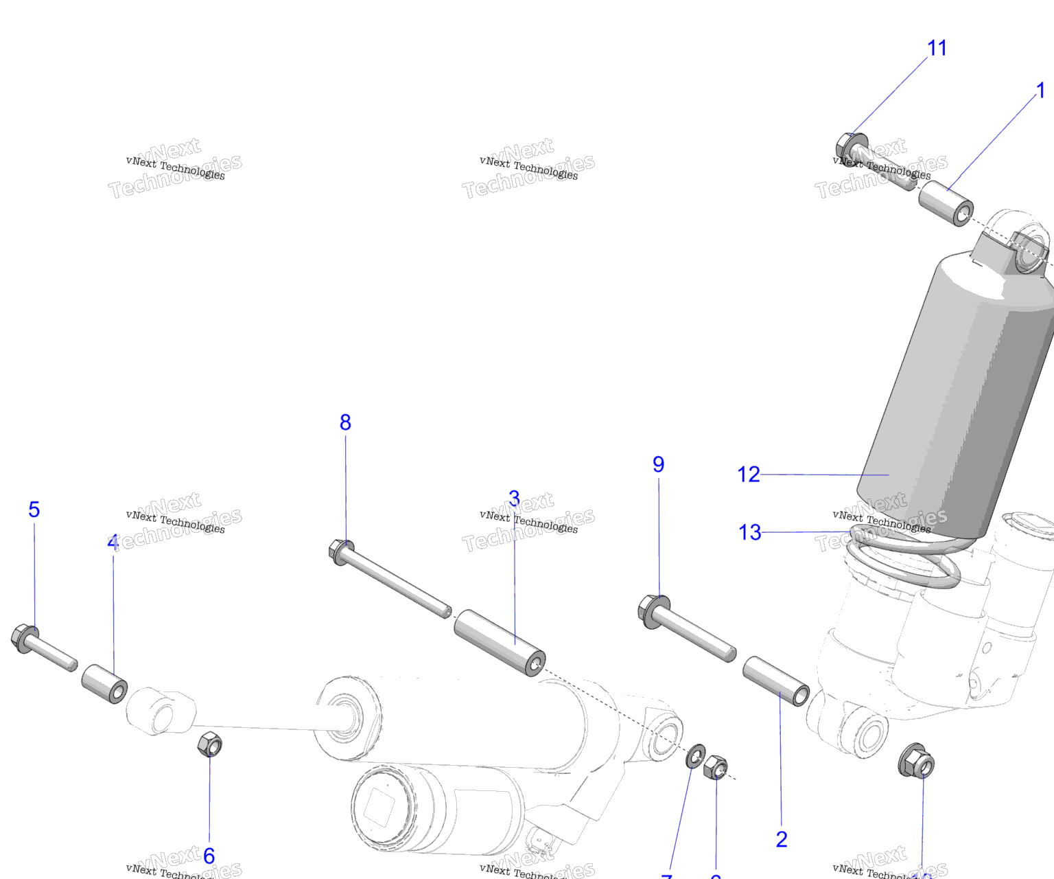 Схема узла Suspension, Shock Mounting, Rear Susp. S25Tdz8Ms/Mel