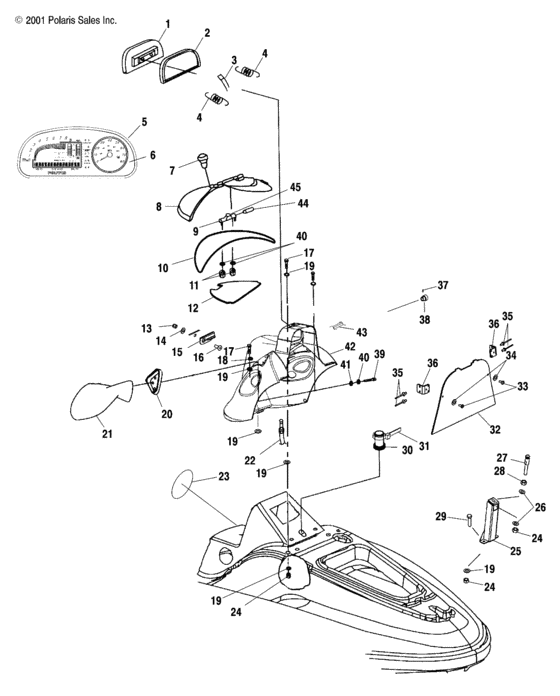 Схема узла Shroud (W025197D/W025197I) Для Polaris Virage