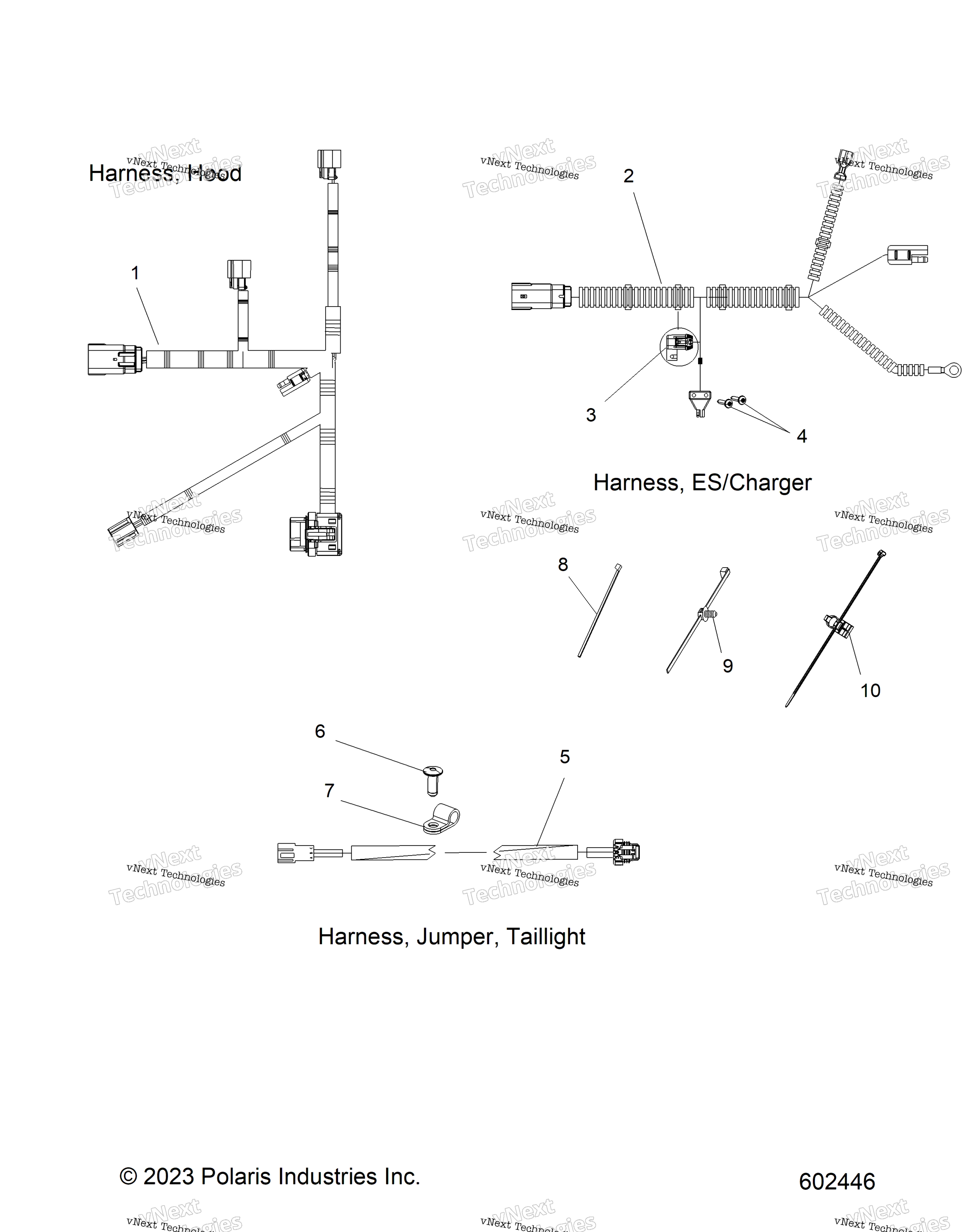 Схема узла Electrical, Harness, Hood, E.s. Start, Taillight