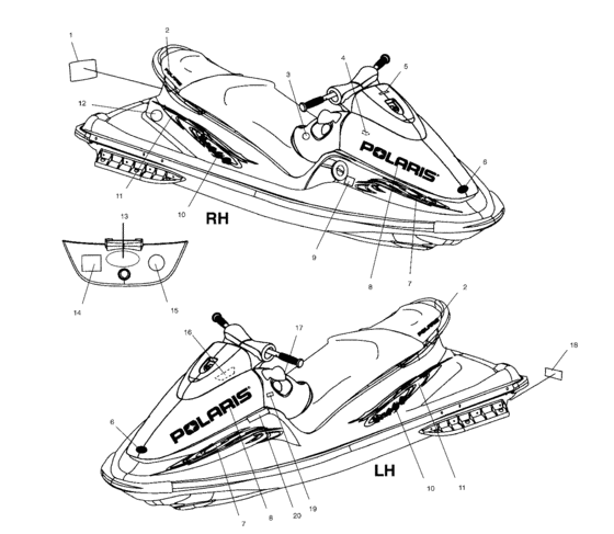 Схема узла Наклейки (W015197D) Для Polaris Virage