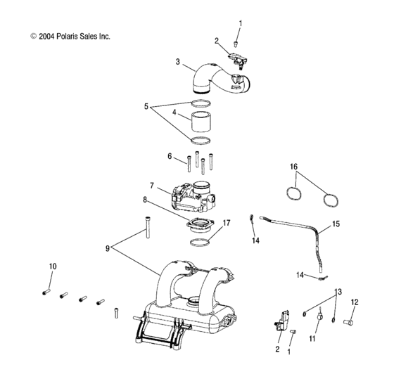 Схема узла Intake And Throttle Body (W045304Ca/Ia/Cb/Ib/Cc/Ic) Для Polaris Msx 110