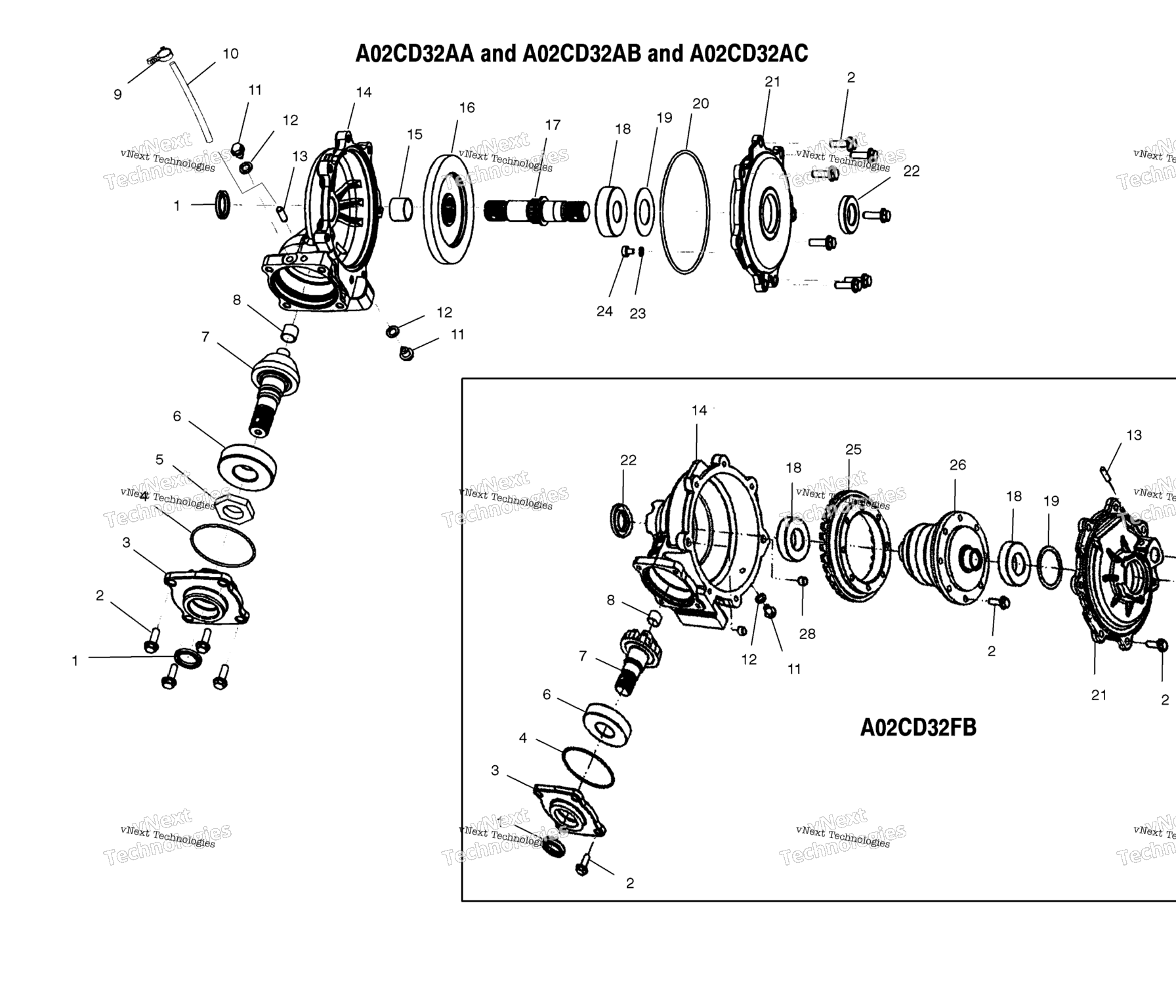 Схема узла Передний Корпус A02Cd32Aa/Ab/Ac/Fb