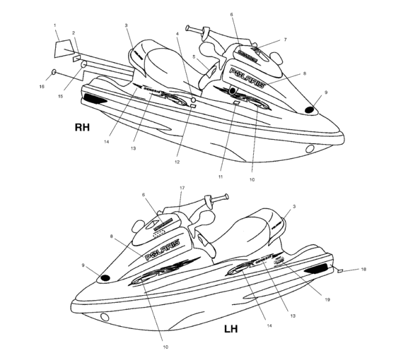 Схема узла Наклейки (W015098D) Для Polaris Genesis I
