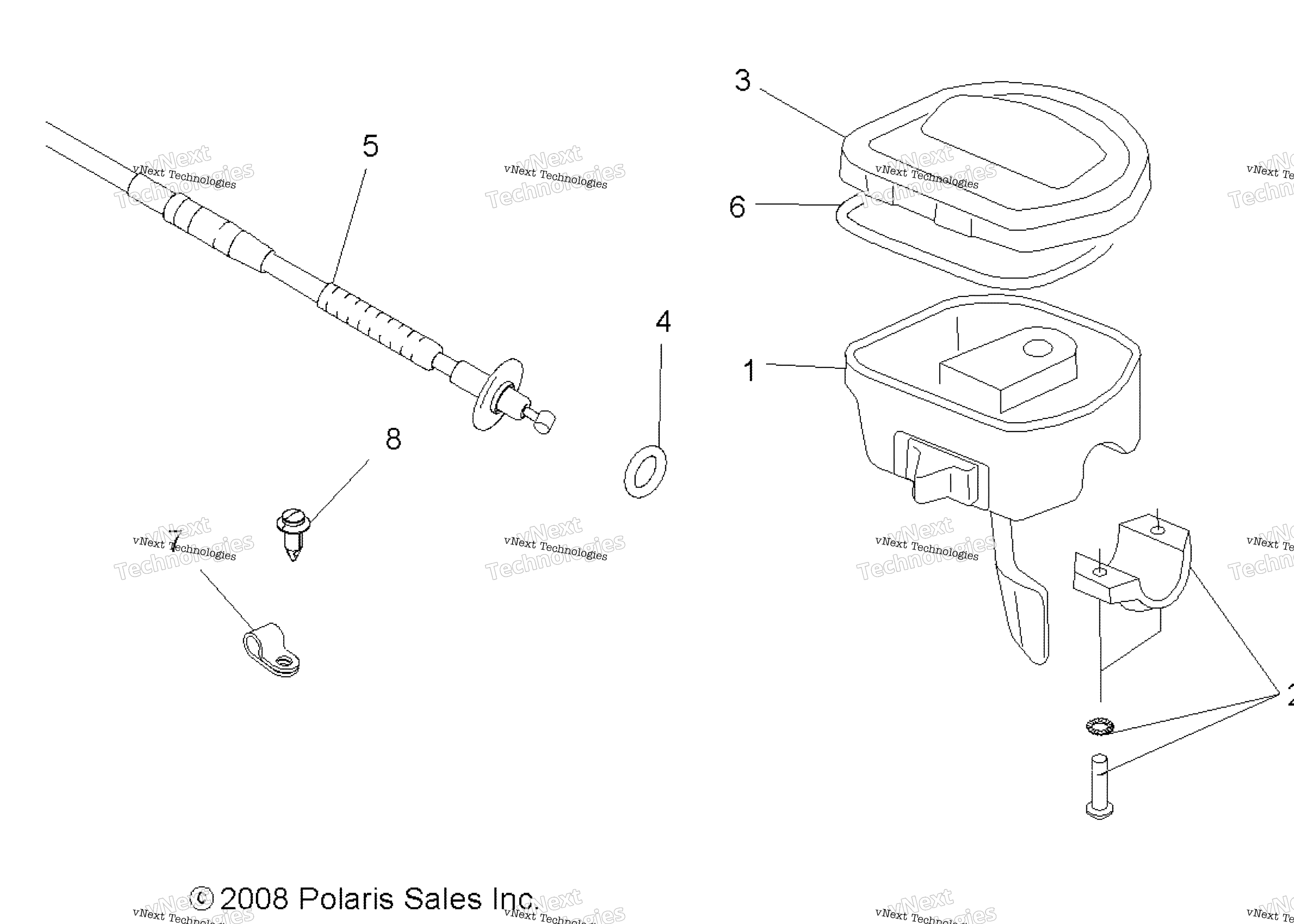 Схема узла Steering, Controls & Throttle Asm. & Cable