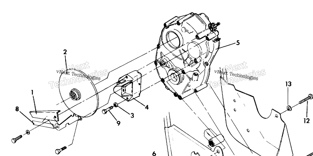 Схема узла R.h.gearcase/Brake Mtg. 350 2X4