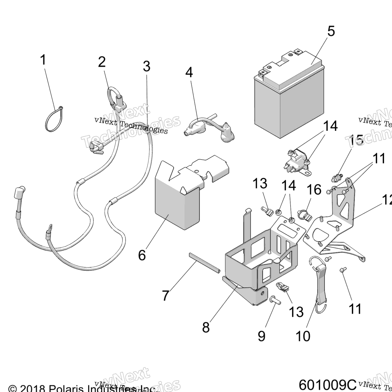Схема узла Electrical, Battery/Box & Cables E.s. Option