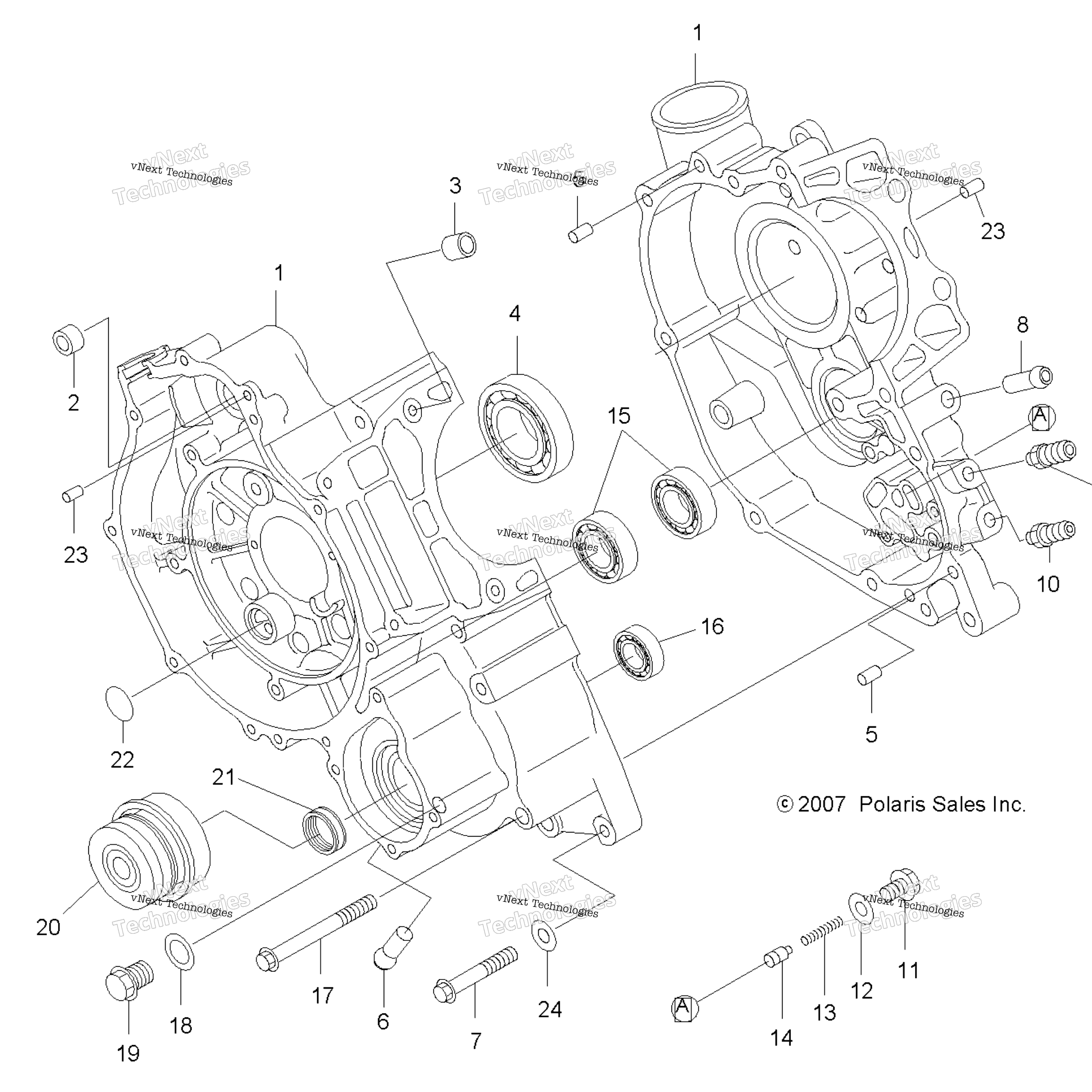 Схема узла Двигатель, Картер