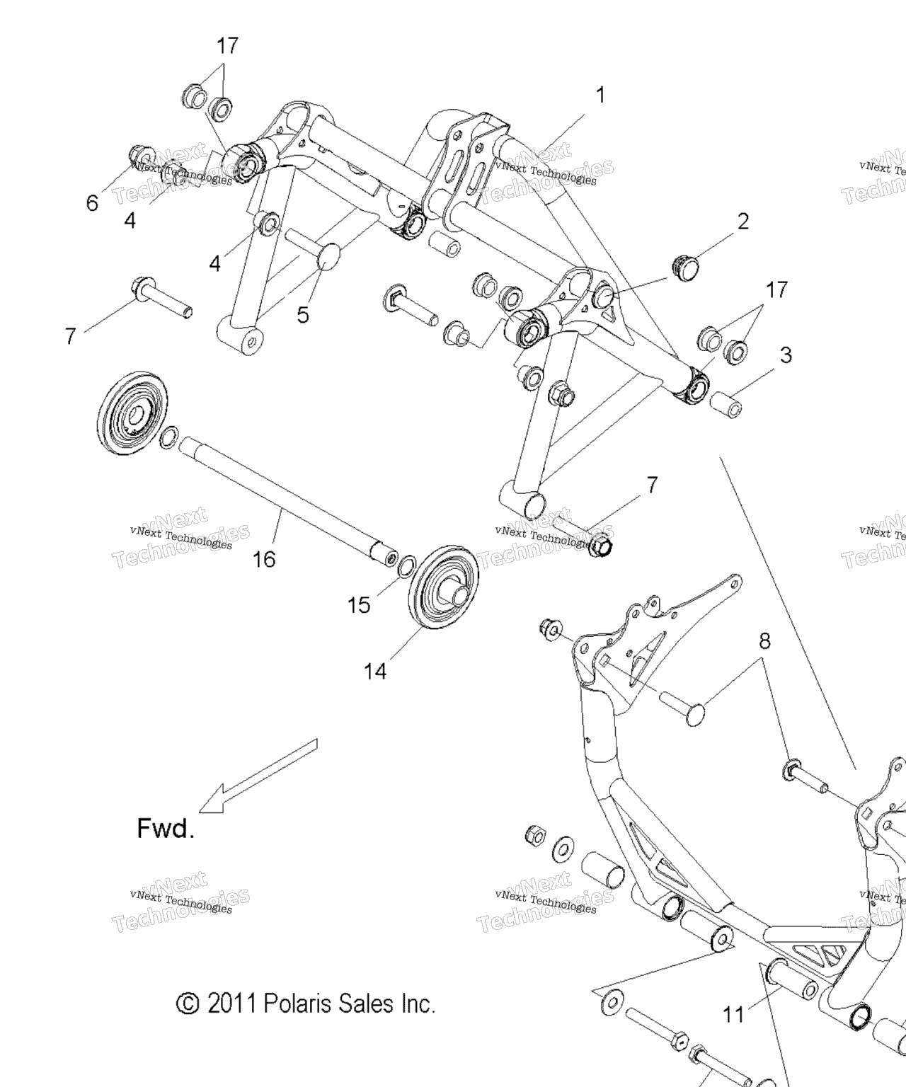 Схема узла Suspension, Crank Asm., Rear All Options