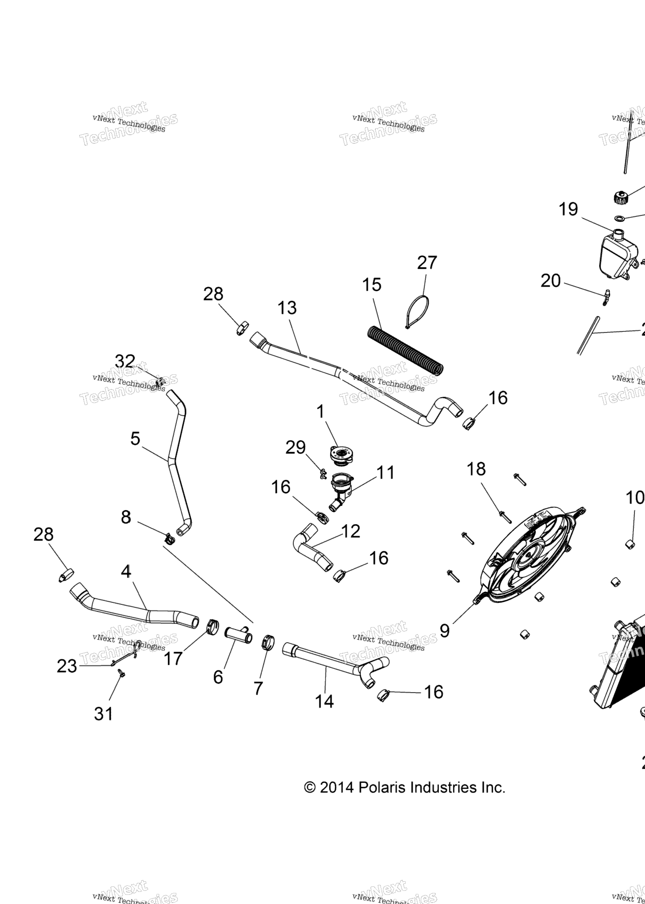Схема узла Двигатель, Система Охлаждения