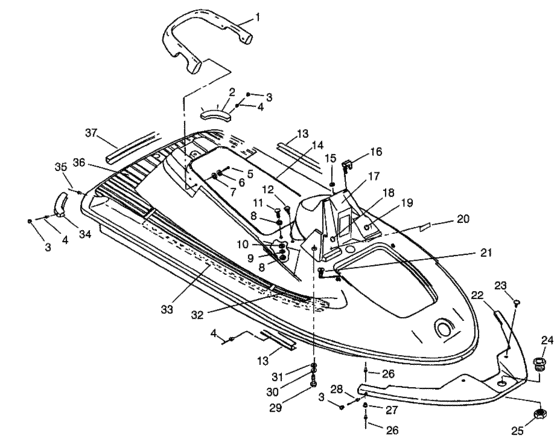 Схема узла Hull And Body (Sl 700 B964066 And Intl. Sl 700 I964066) Для Polaris Intl Sl 700