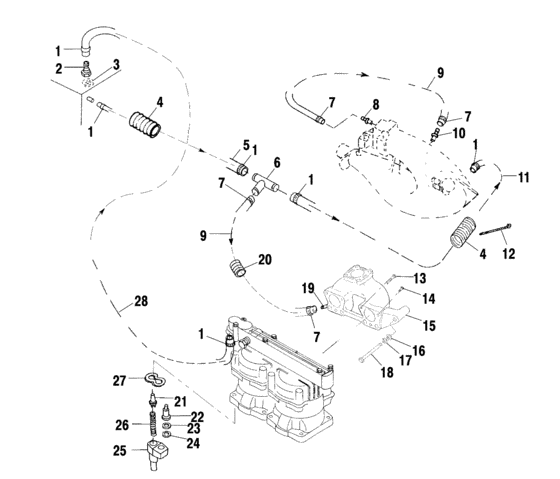 Схема узла Система Охлаждения (W025197D/W025197I) Для Polaris Int\'l Virage