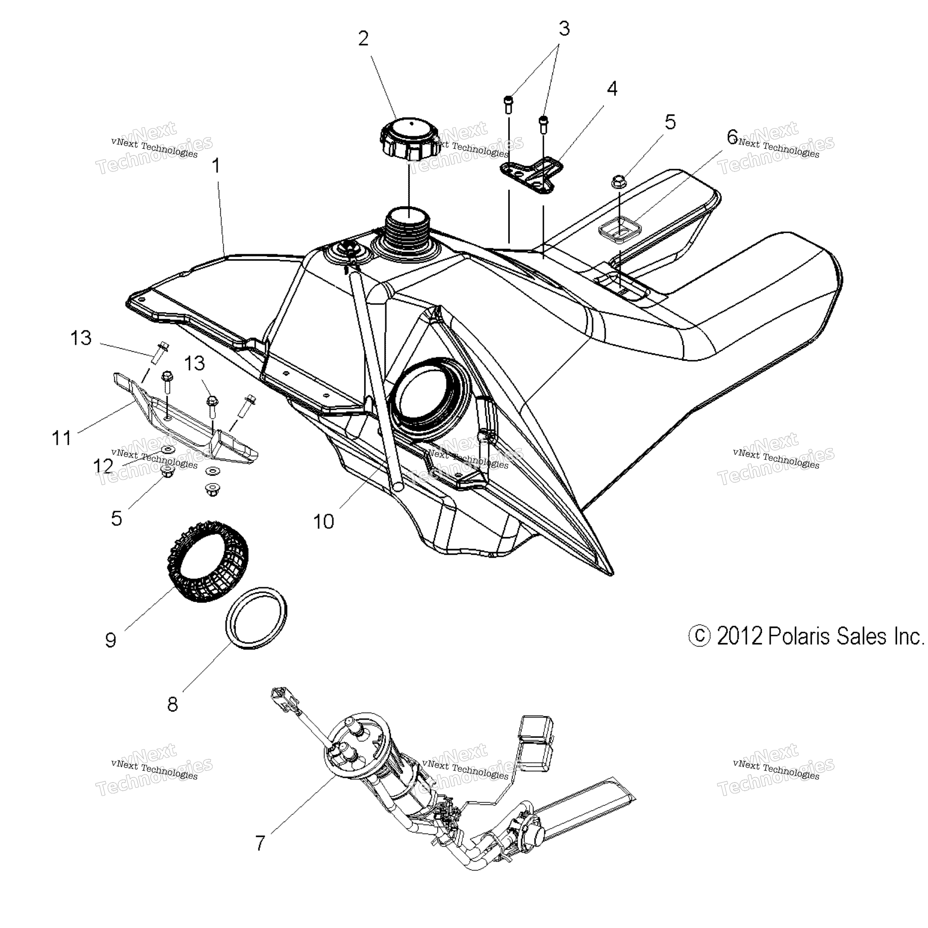 Схема узла Fuel System, Fuel Tank Asm. All Options