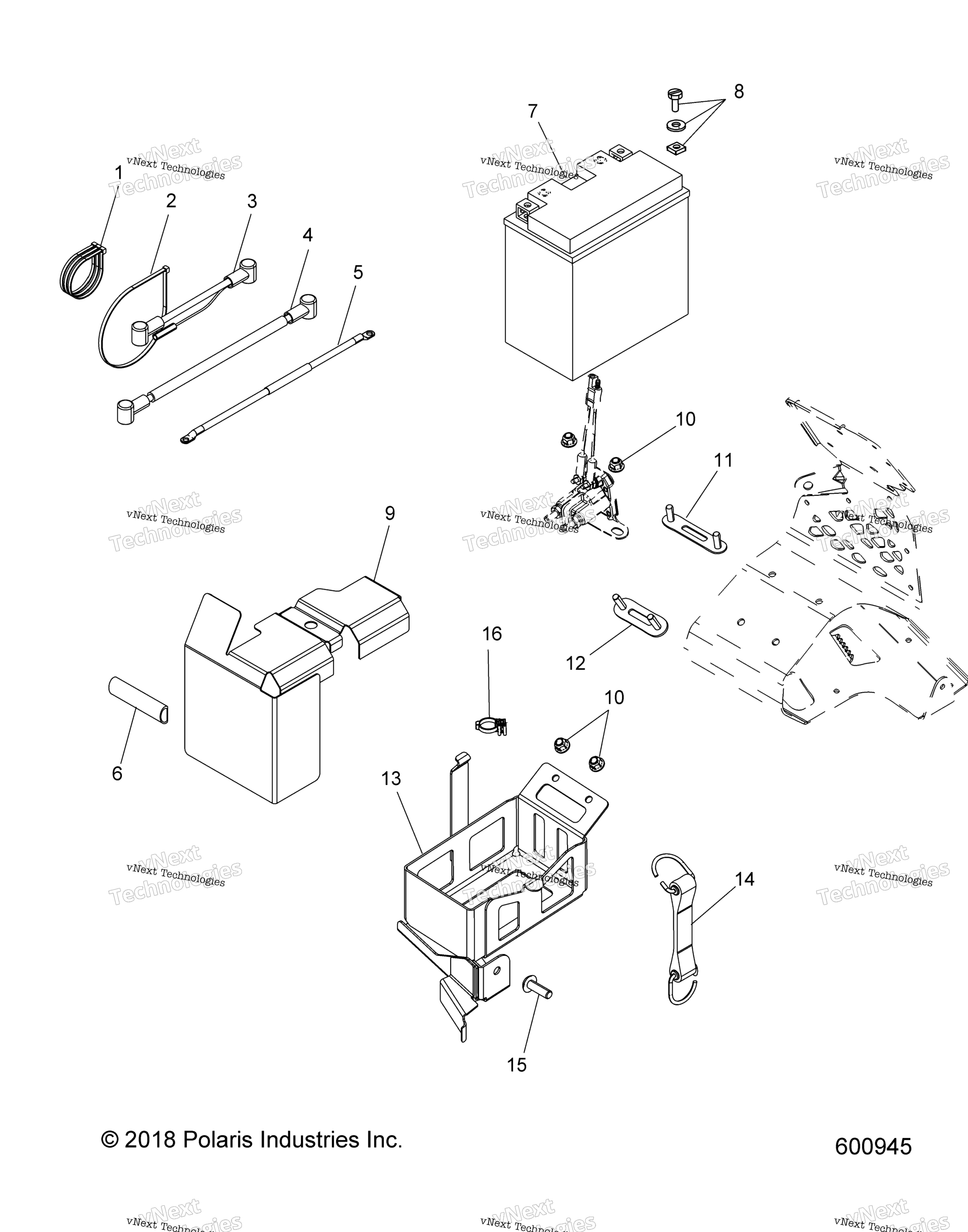 Схема узла Electrical, Battery/Box & Cables E.s. Option