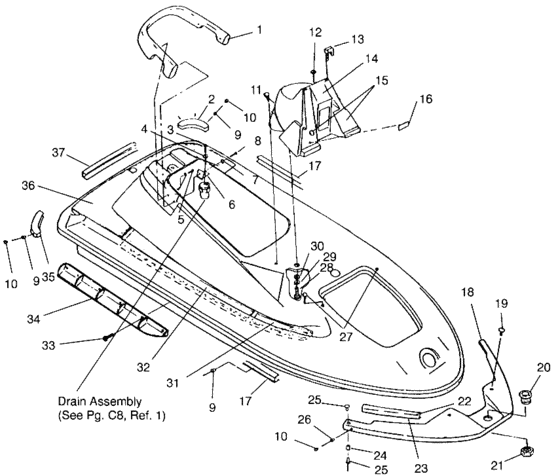 Схема узла Hull And Body Assembly (Slx 780 B954287) Для Polaris Slx 780