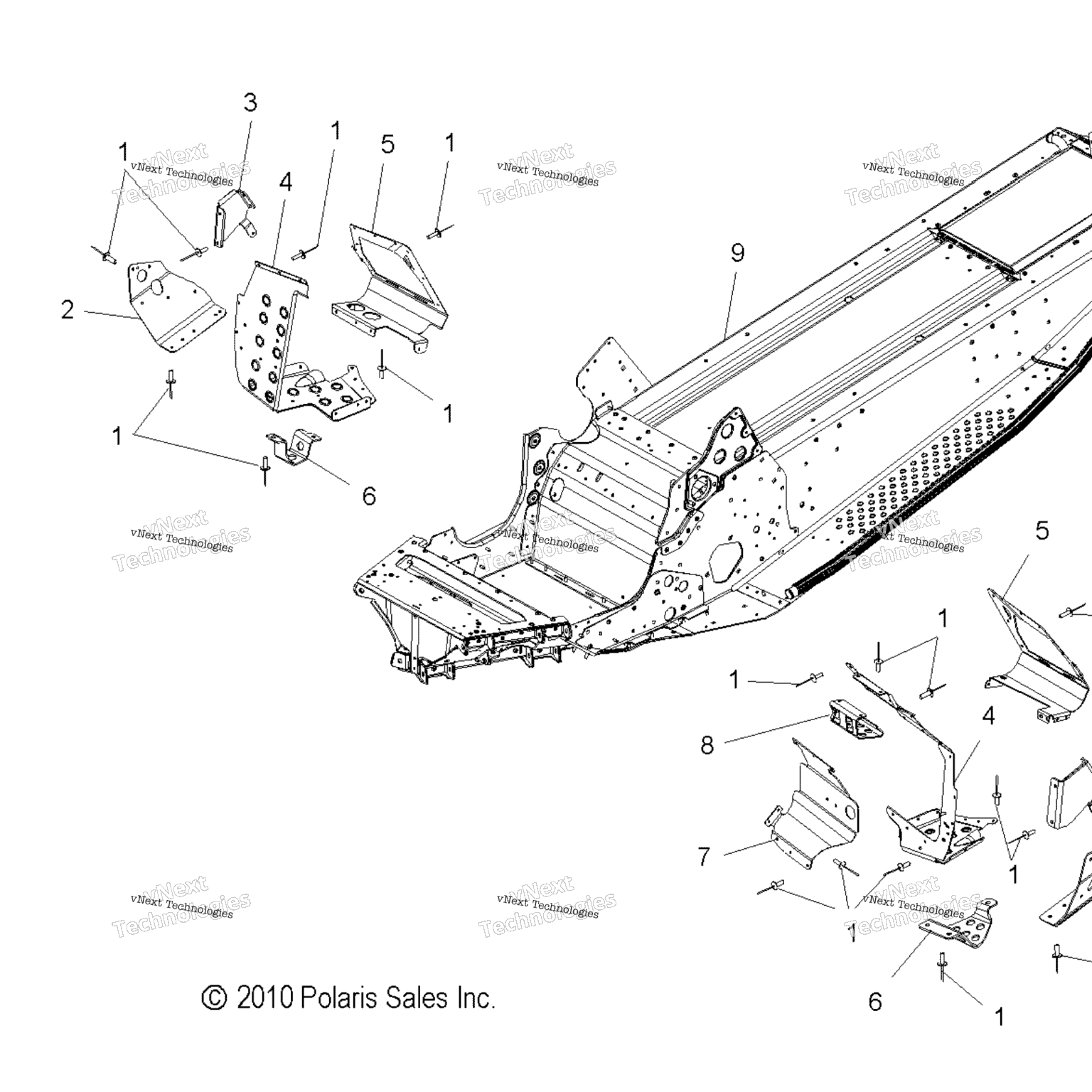 Схема узла Chassis, Asm. & Footrests