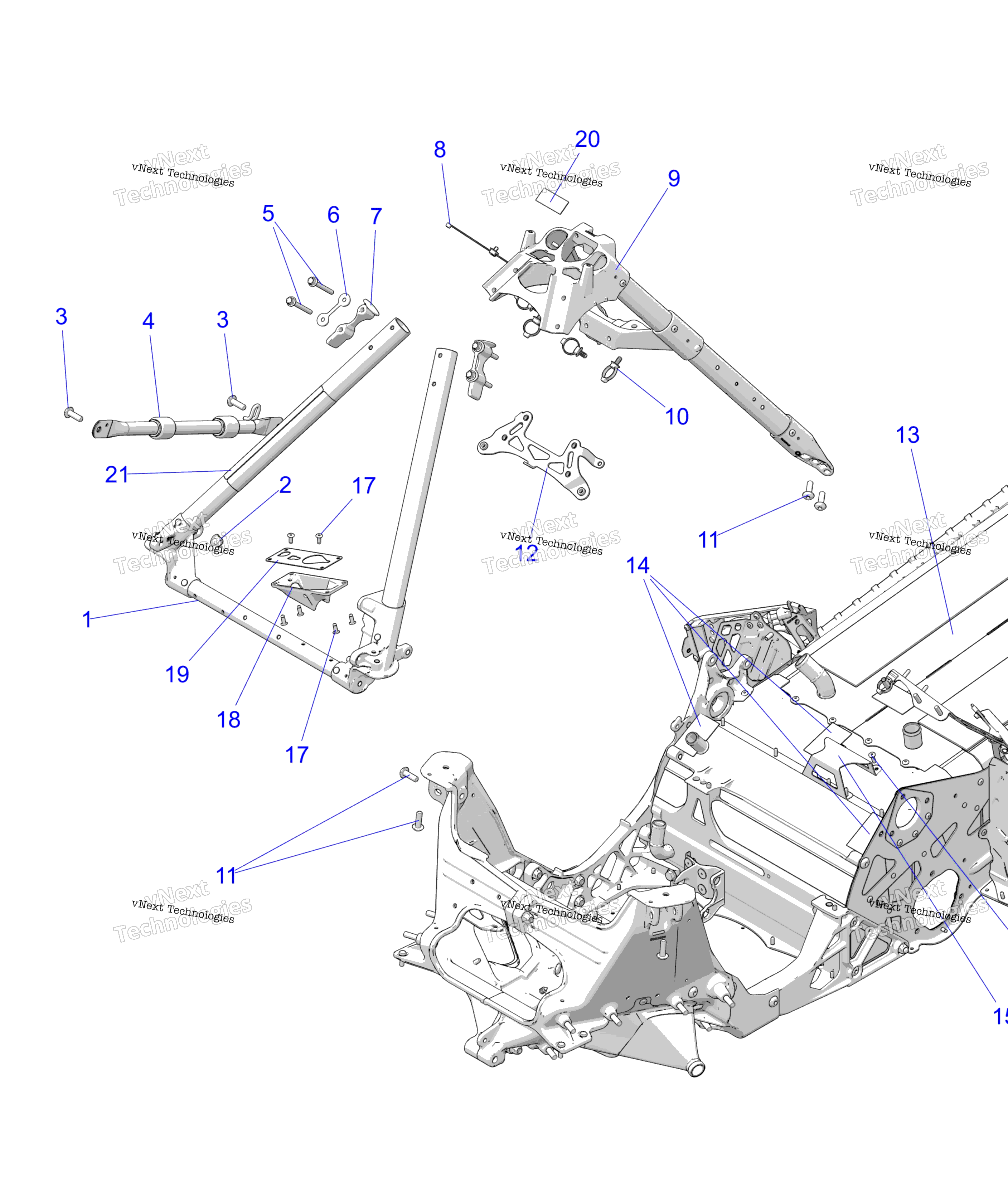Схема узла Chassis, Chassis Asm. & Over Structure
