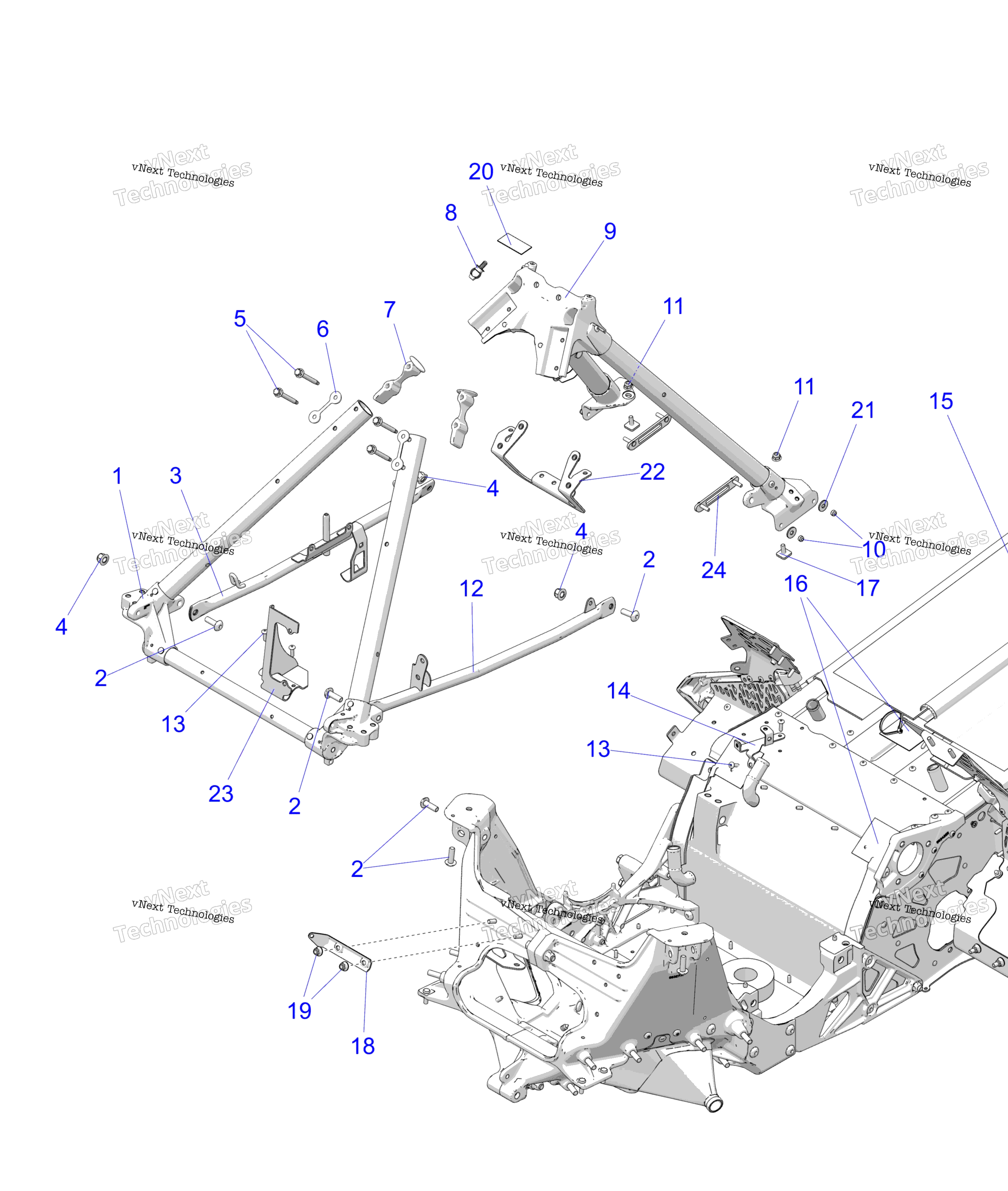 Схема узла Chassis, Chassis Asm. & Over Structure