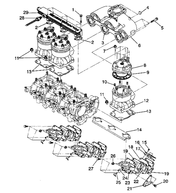 Схема узла Cylinder & Manifold (Sl 650 / B934058) Для Polaris Sl 650