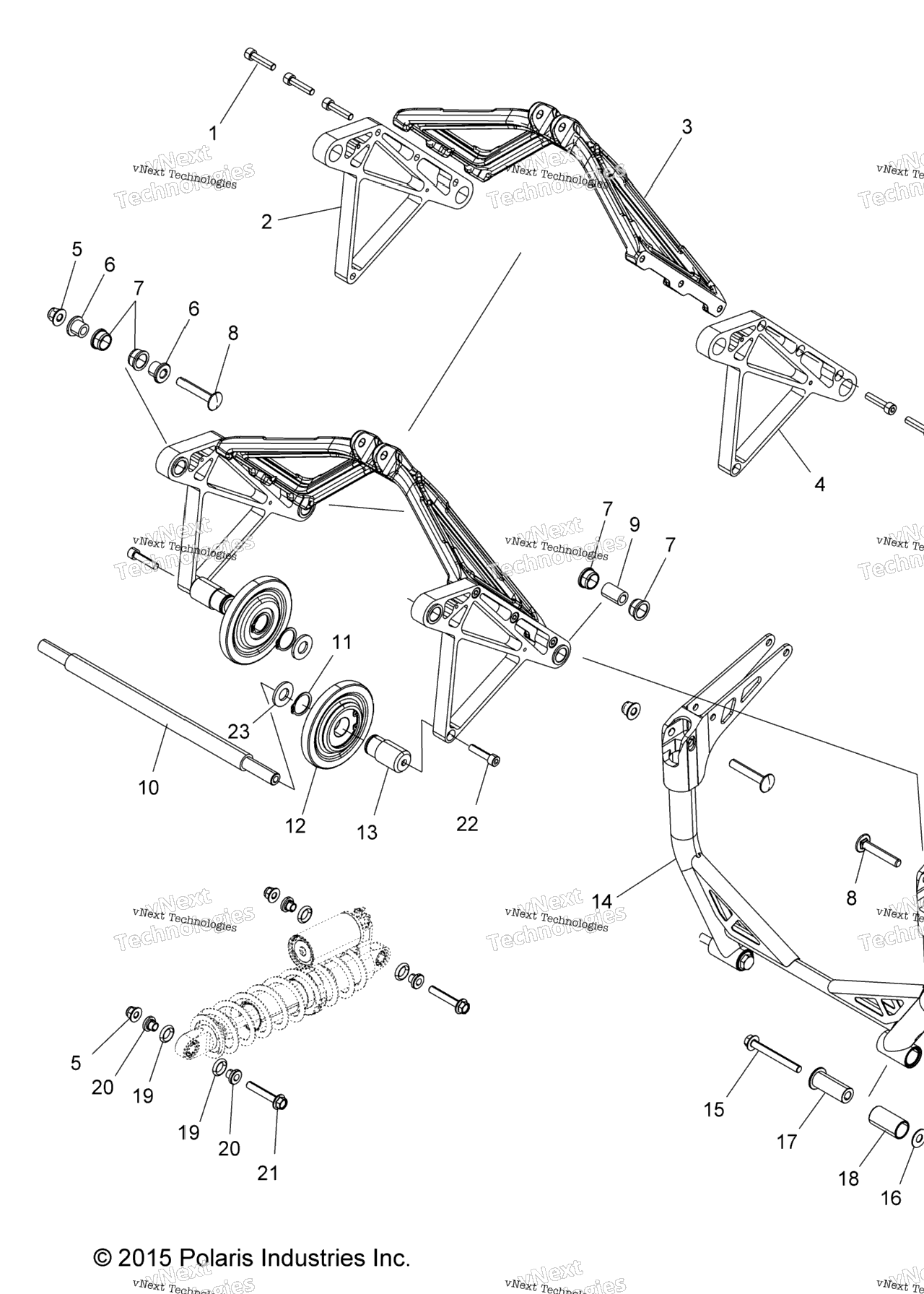Схема узла Suspension, Crank Asm., Rear