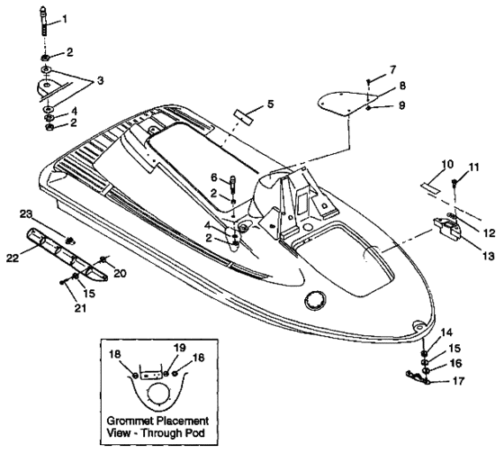 Схема узла Hull And Body (Sl 900 B974091 And Sl 1050 B974090) Для Polaris Sl 1050