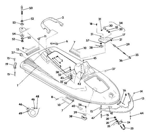 Схема узла Hull And Body Assembly (Sl 650/B924058) Для Polaris Sl 650