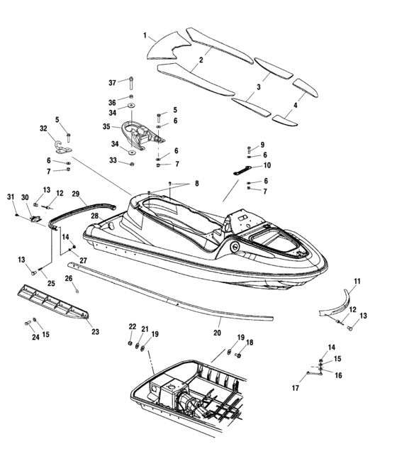 Схема узла Hull And Body (W025297D/W025297I) Для Polaris Int\'l Freedom