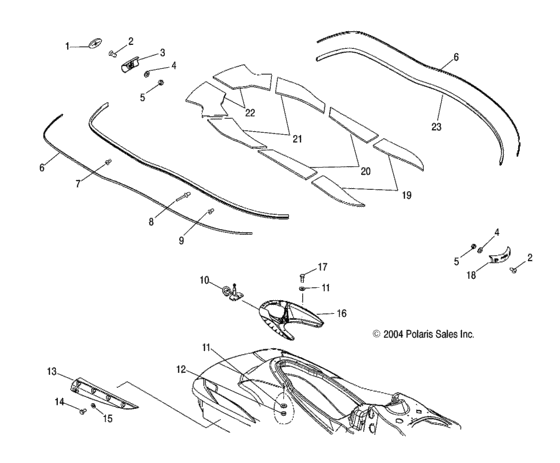 Схема узла Hull And Body (W045304Ca/Ia/Cb/Ib/Cc/Ic) Для Polaris Msx 110
