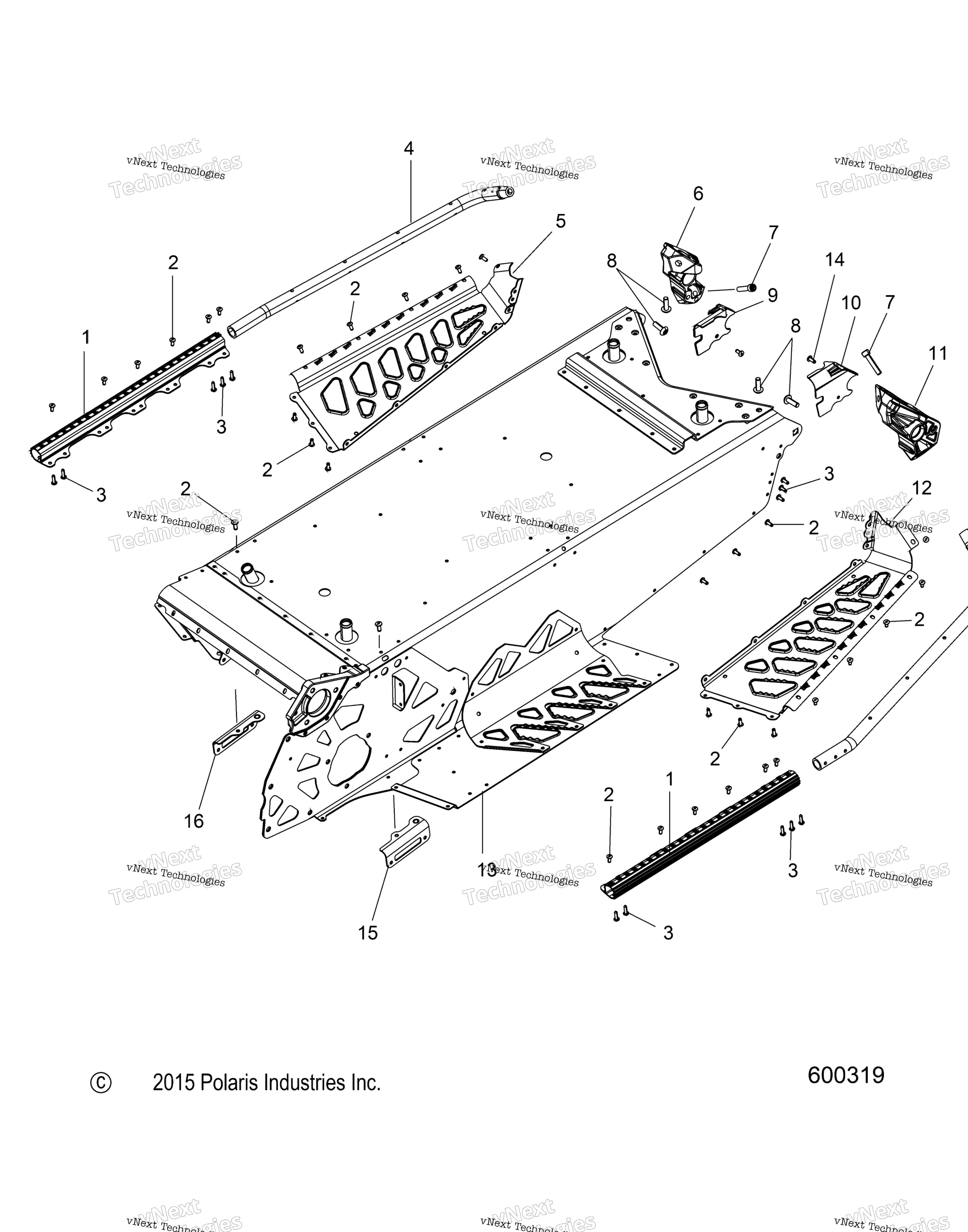Схема узла Chassis, Tunnel & Rear Asm. All Options