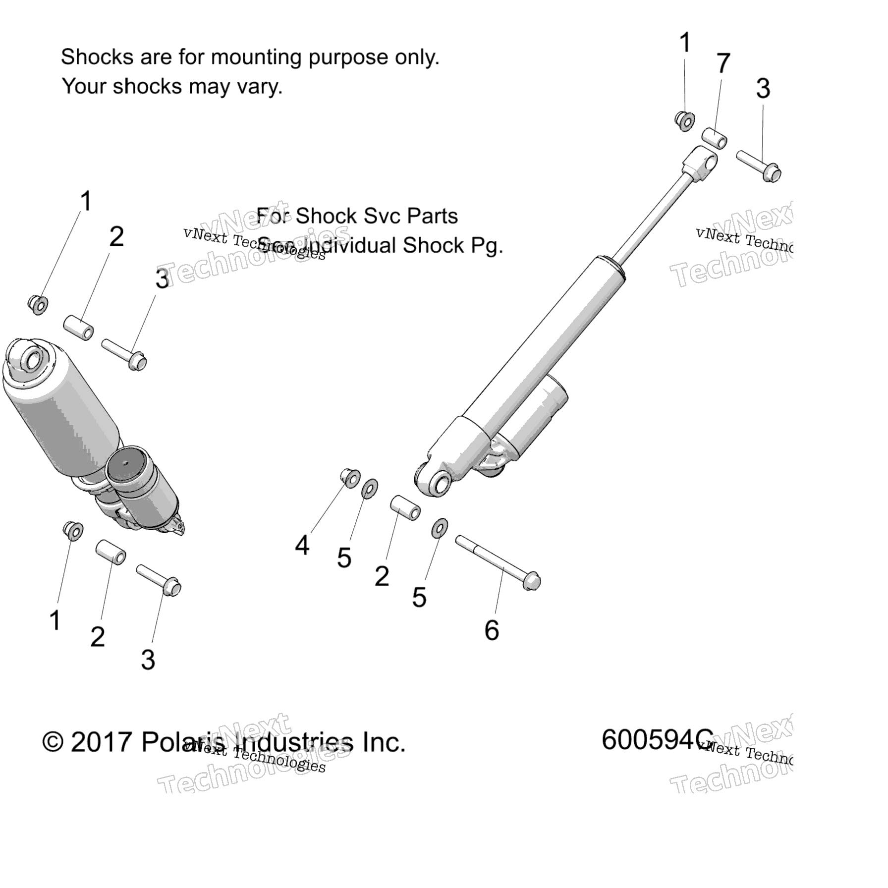 Схема узла Suspension, Rear Shocks Mntg. All Options
