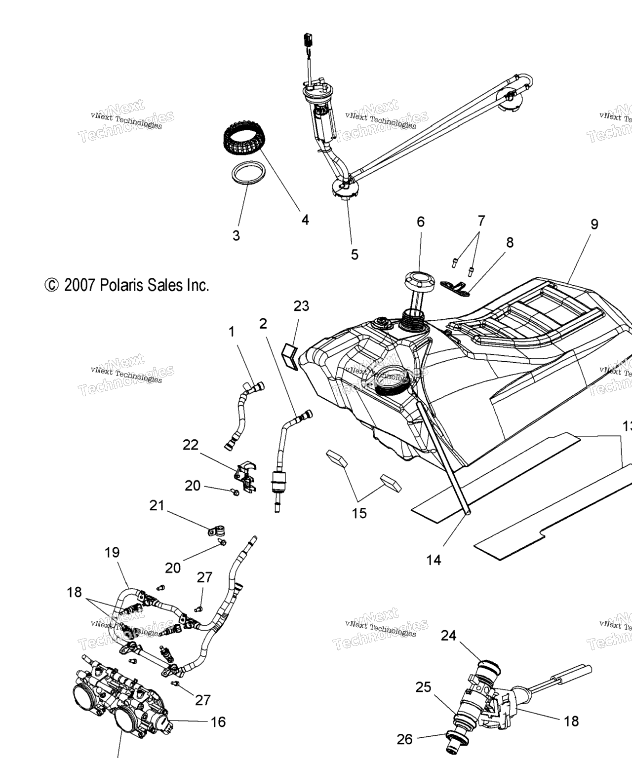 Схема узла Fuel System, Fuel Tank Asm. & Pump