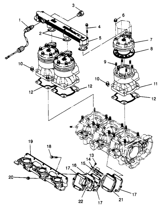 Схема узла Cylinder & Manifold (Slt 780 B964588 And Intl. Slt 780 I964588) Для Polaris Intl Slt 780