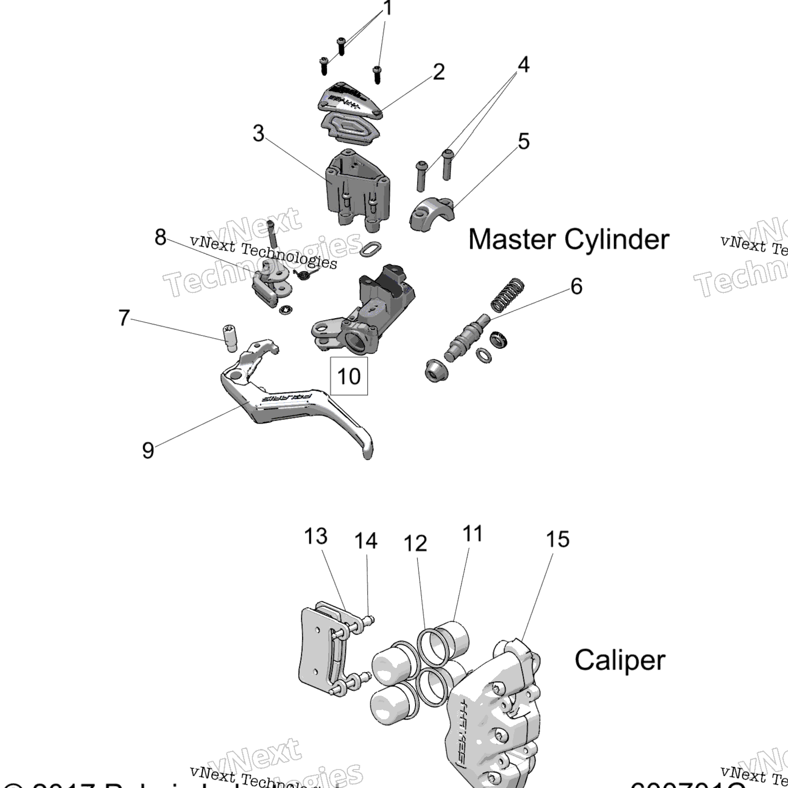 Схема узла Brakes, Caliper And Master Cylinder Asm. All Options