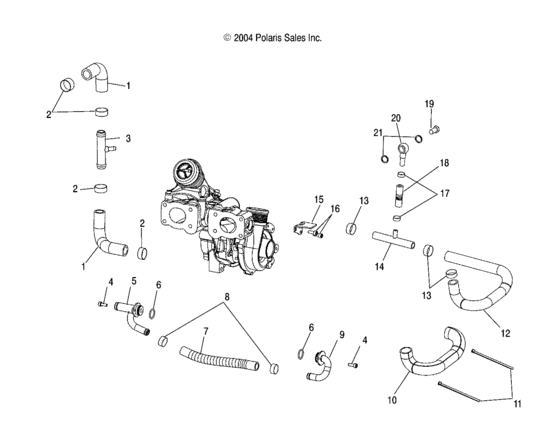Схема узла Turbocharger And Lines (W045304Ca/Ia/Cb/Ib/Cc/Ic) Для Polaris Msx 110