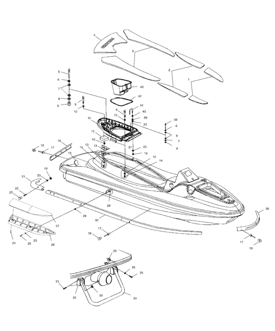 Схема узла Hull And Body (B995094) Для Polaris Int\'l Genesis Ficht