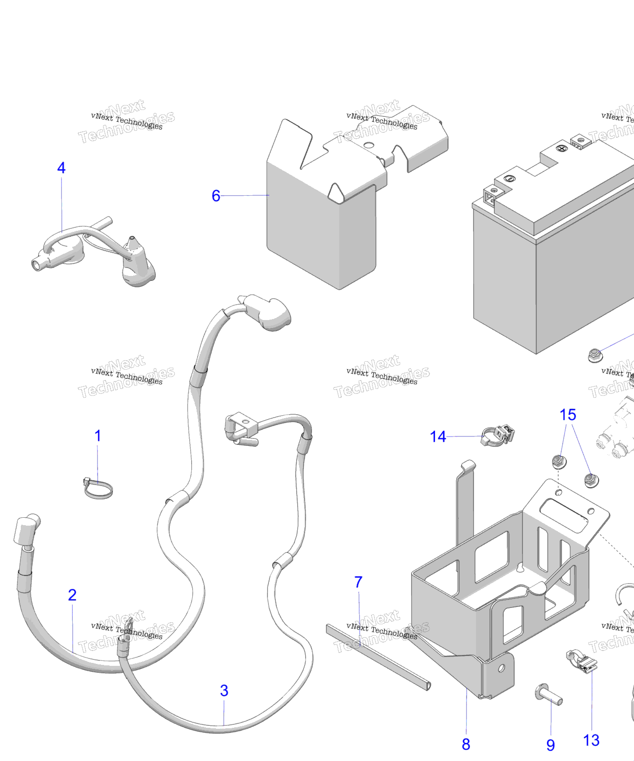 Схема узла Electrical, Battery/Box & Cables E.s. Option