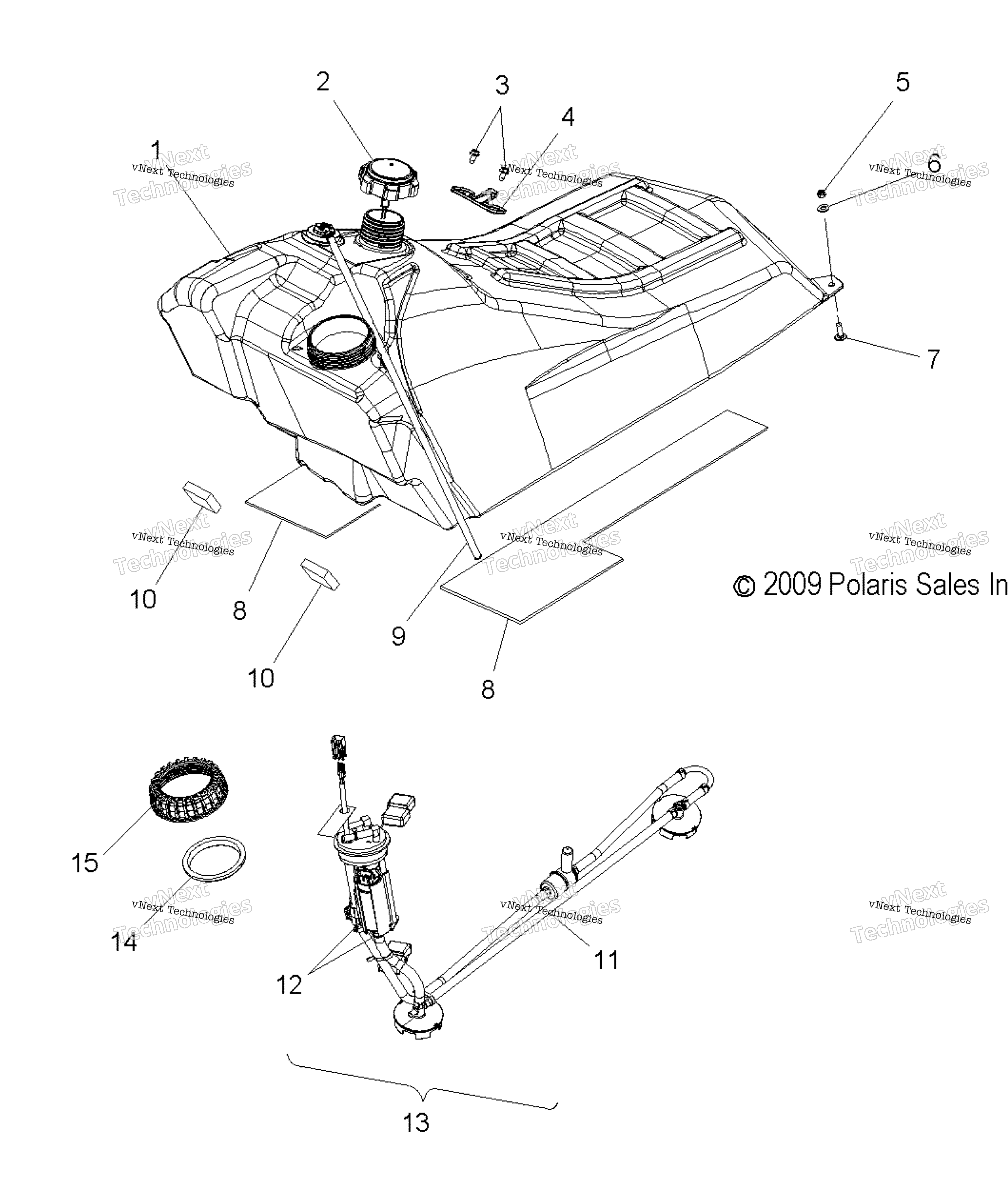 Схема узла Fuel System, Fuel Tank Asm. All Options