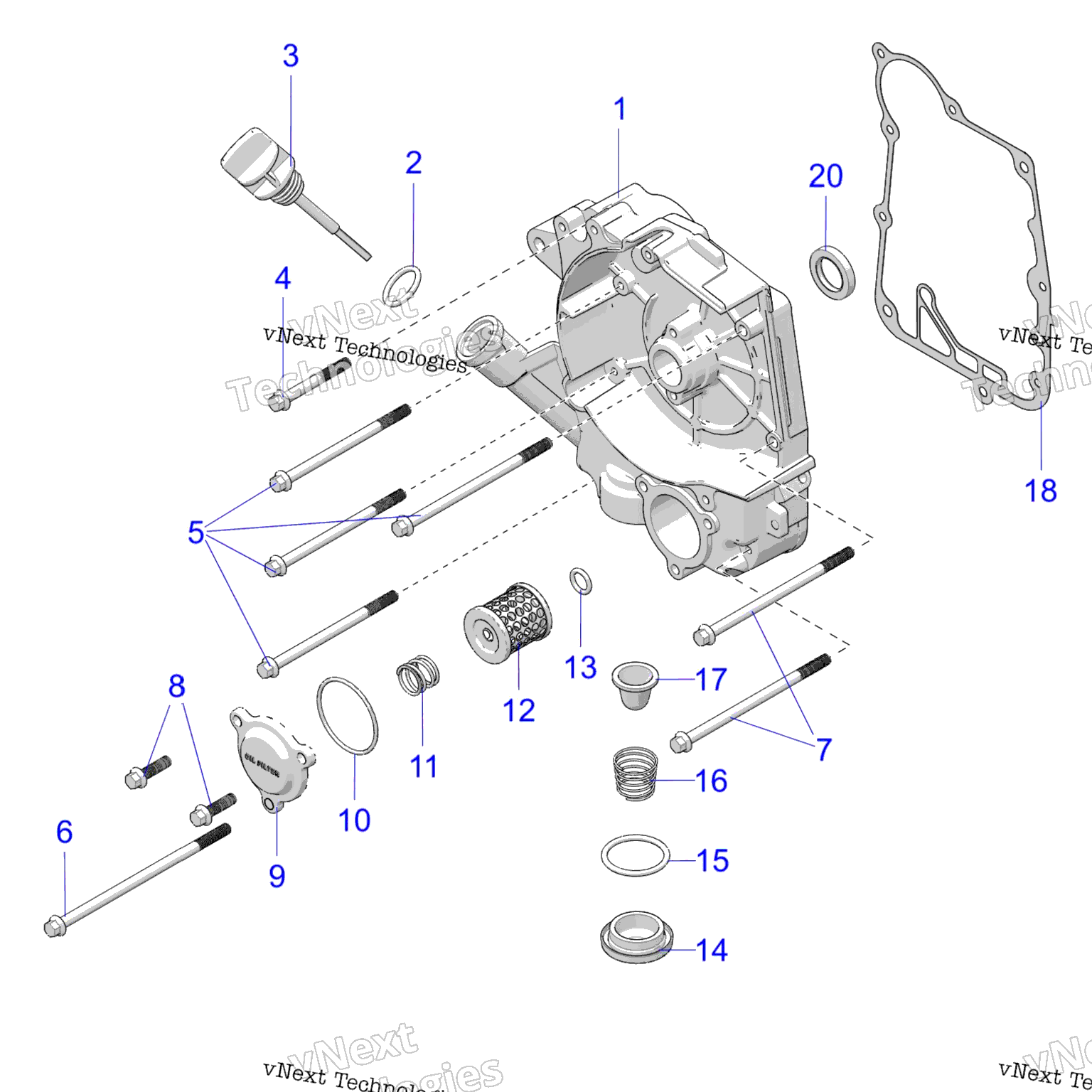 Схема узла Крышка Crankcase Двигателя Полн. Асм. Прав. A23Hbbo7B3/B7