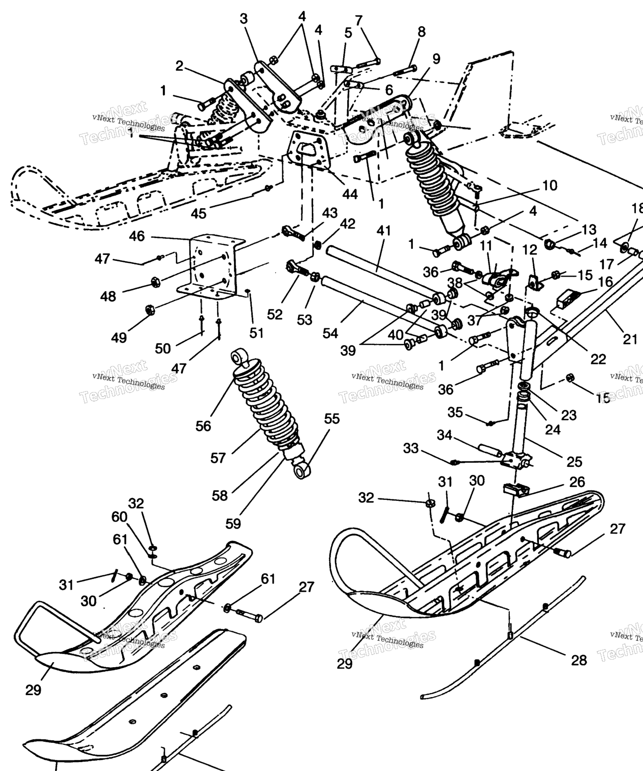 Схема узла Передняя Подвеска И Лыжи 500 Carb Sks 0962564, European 500 Carb Sks E9625