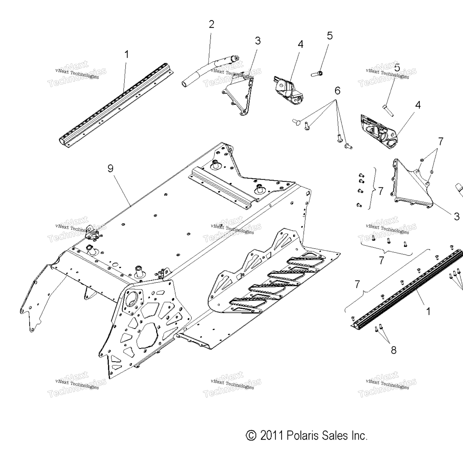 Схема узла Chassis, Tunnel & Rear Asm. All Options