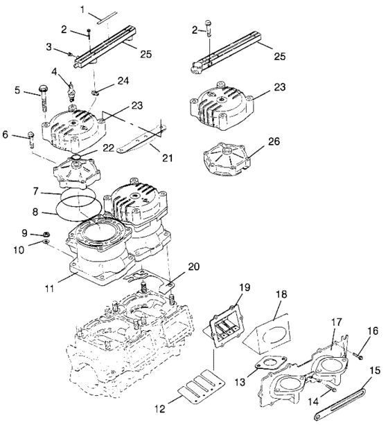 Схема узла Cylinder & Manifold (Slt 700 B964166 And Intl. Slt 700 I964166) Для Polaris Intl Slt 700
