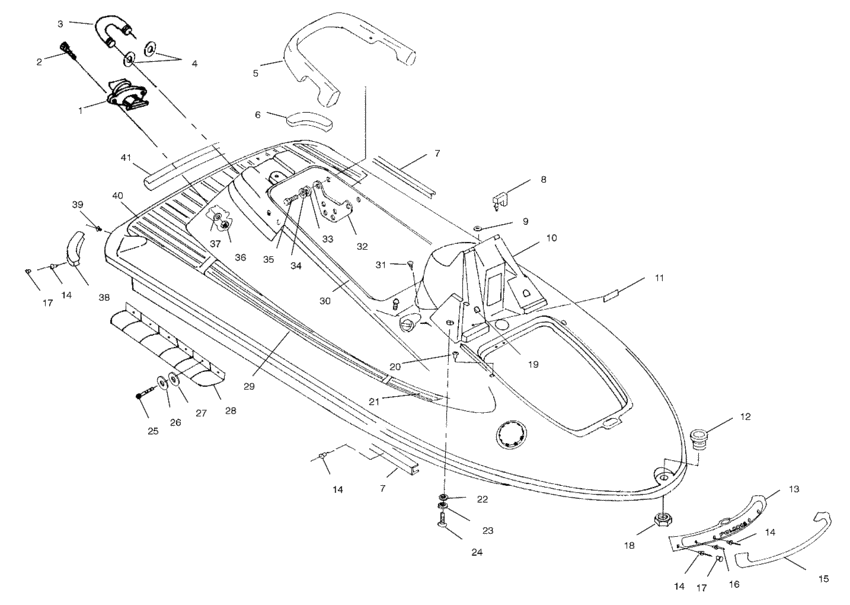 Схема узла Hull And Body (B994978) Для Polaris Pro 785