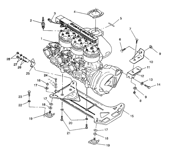Схема узла Крепление Двигателя И Сопутствующие Детали (Sl 750 B944070) Для Polaris Sl 750
