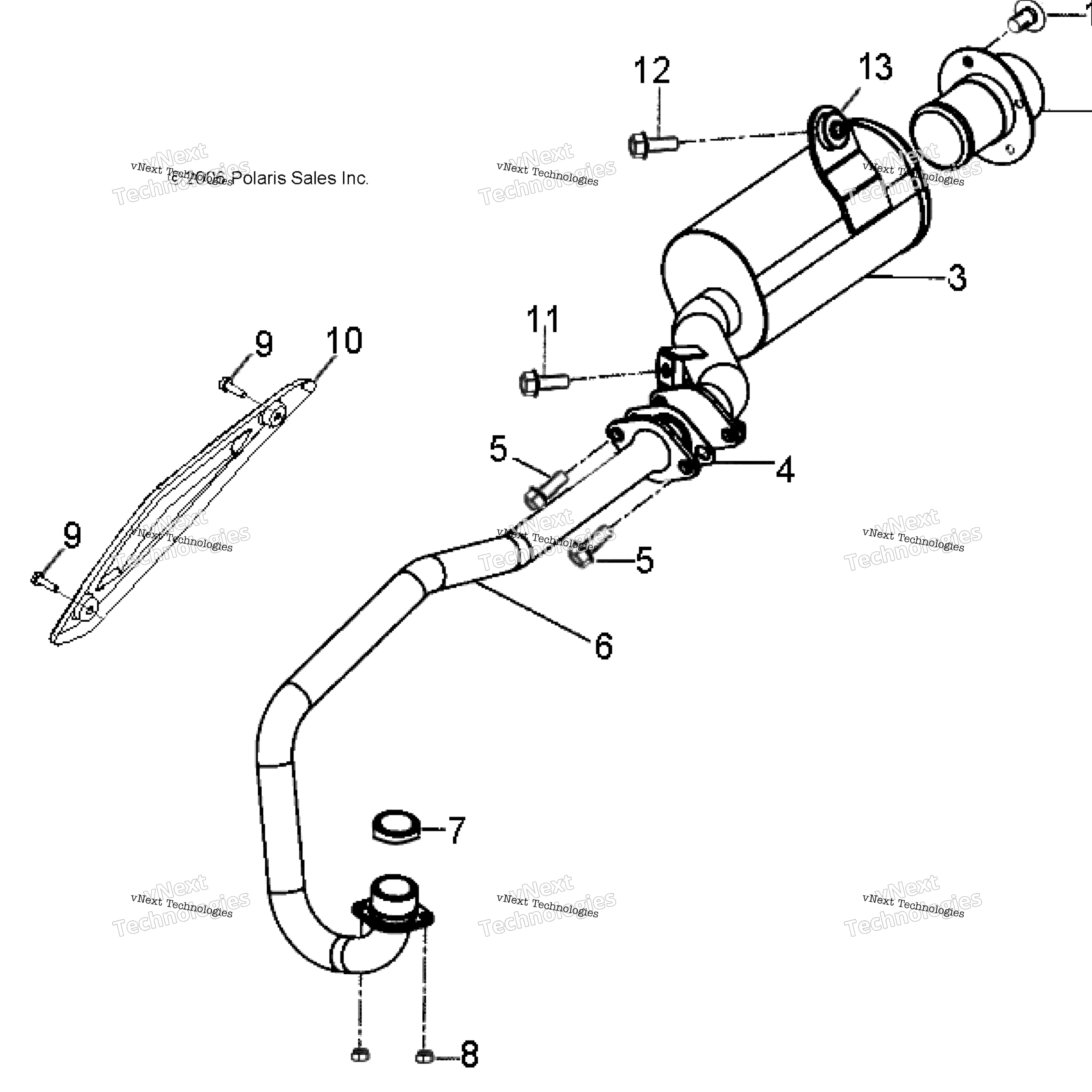 Схема узла Выхлопные Трубы