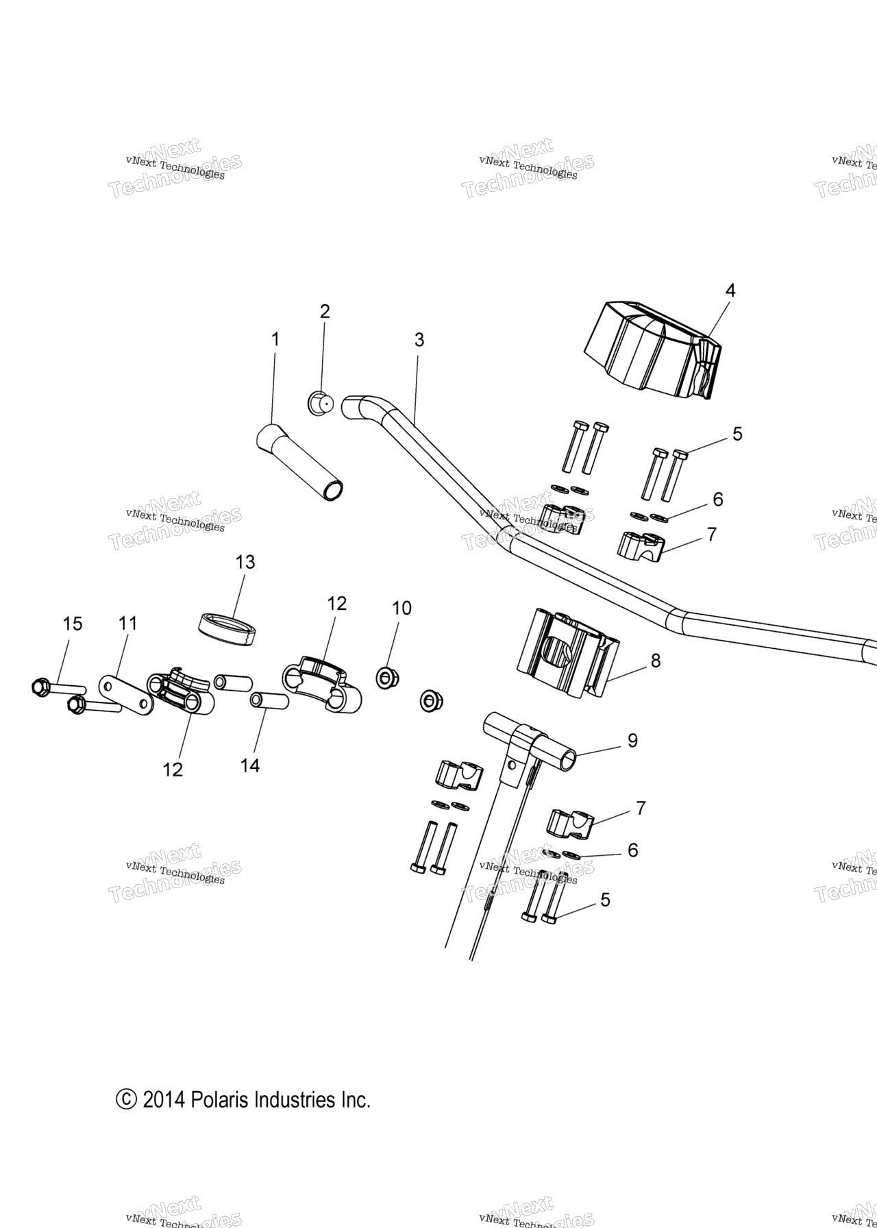 Схема узла Steering, Upper & Handlebar Asm. S15Da6 All Options