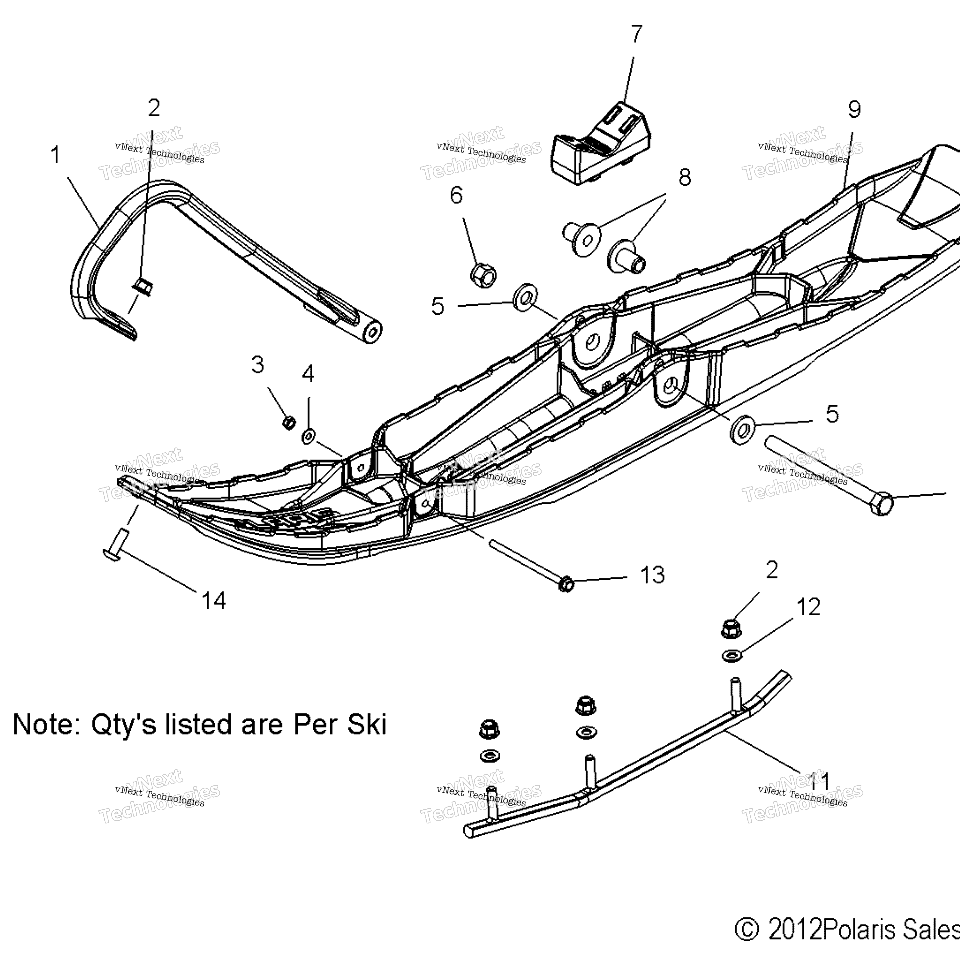 Схема узла Steering, Ski Asm. All Options