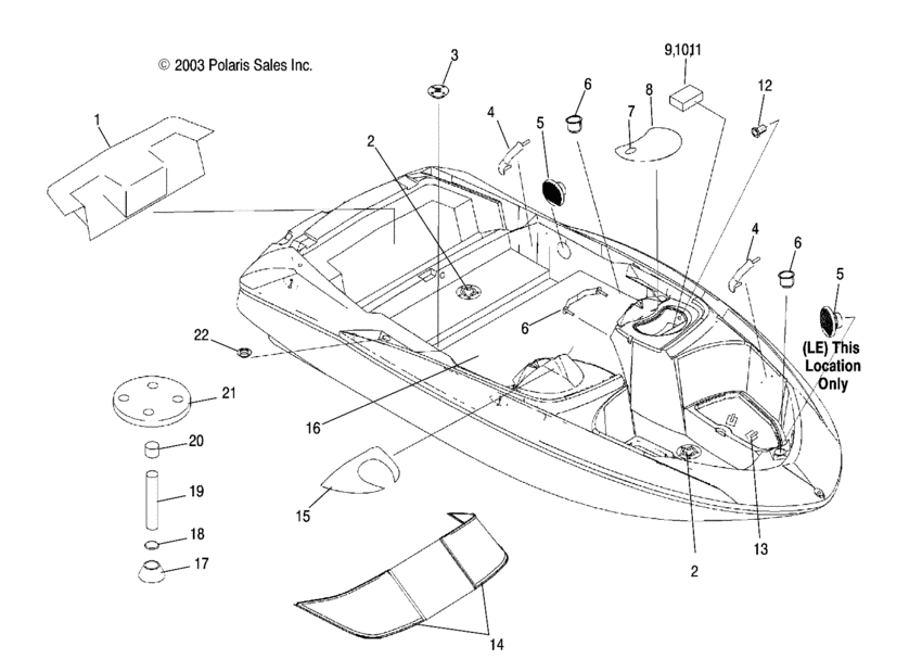 Схема узла Cockpit  Для Polaris Sport Boat Ex/Le2100