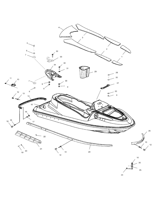 Схема узла Hull And Body (W005199D) Для Polaris Virage Tx