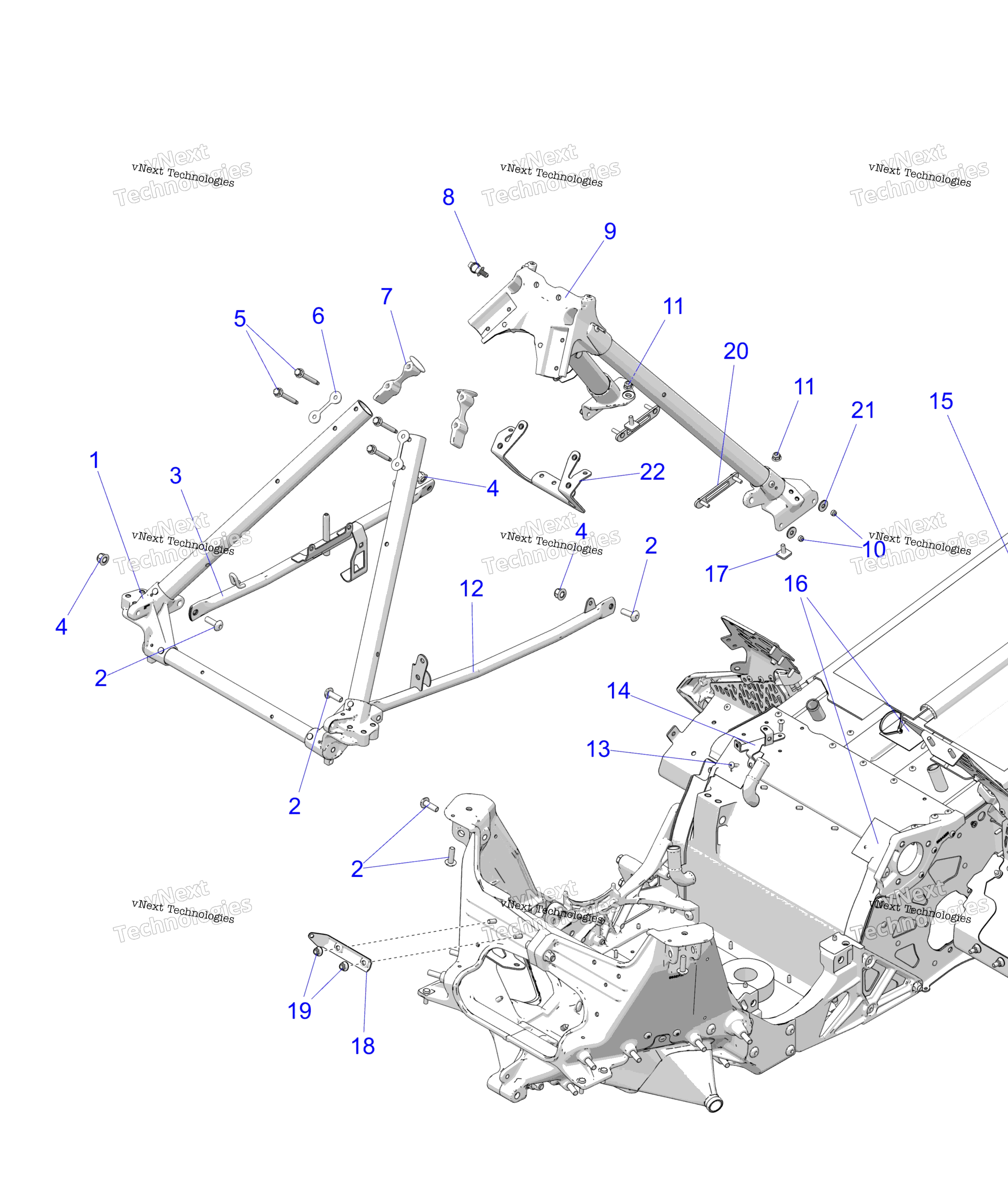 Схема узла Chassis, Chassis Asm. & Over Structure